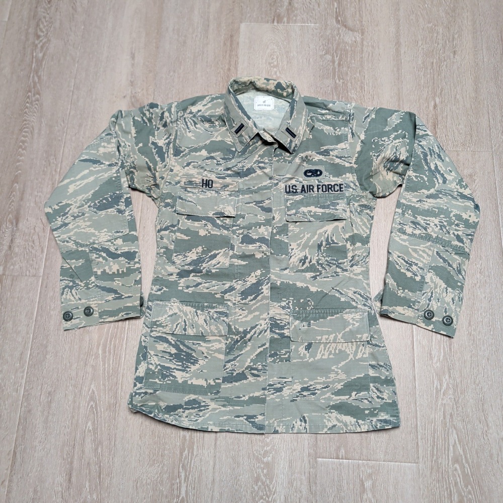US Air Force ABU Field Jacket Top Womens 4R Green Camo Excellent Tiger Stripe Ho
